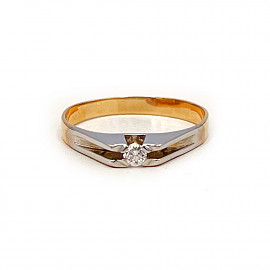 Кольцо из красного с белым золота с белым бриллиантом 01-200264643