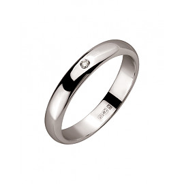 Обручальное кольцо из золота белого цвета с белым бриллиантом 01-200264743