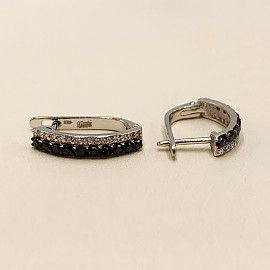 Серьги из золота белого с черным цвета с цирконом 01-200359943