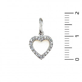 Кулон из золота белого цвета с цирконом «Сердце»