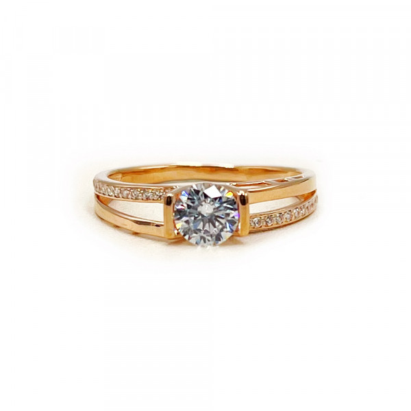 Каблучка з золота у червоному кольорі з цирконом