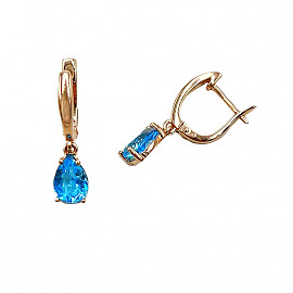Золоті сережки з блакитними топазами 01-200804843