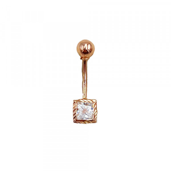 Пірсинг з золота у червоному кольорі з цирконом