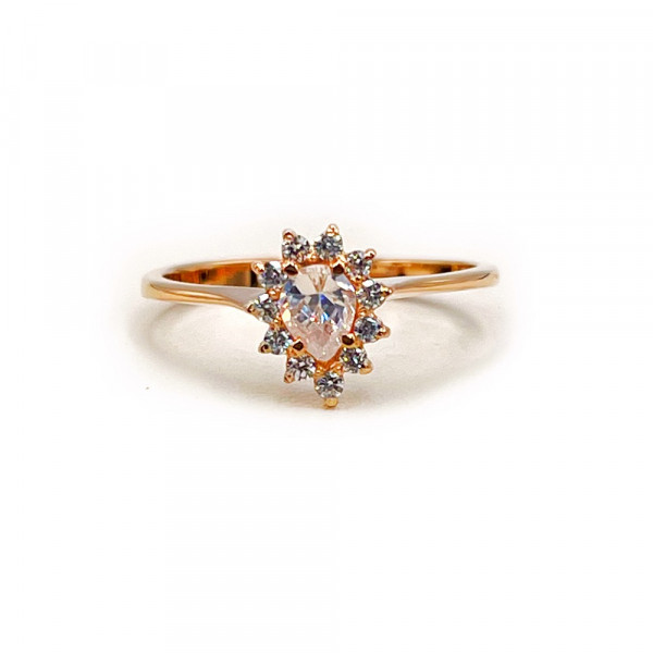 Кольцо из золота красного цвета с цирконом