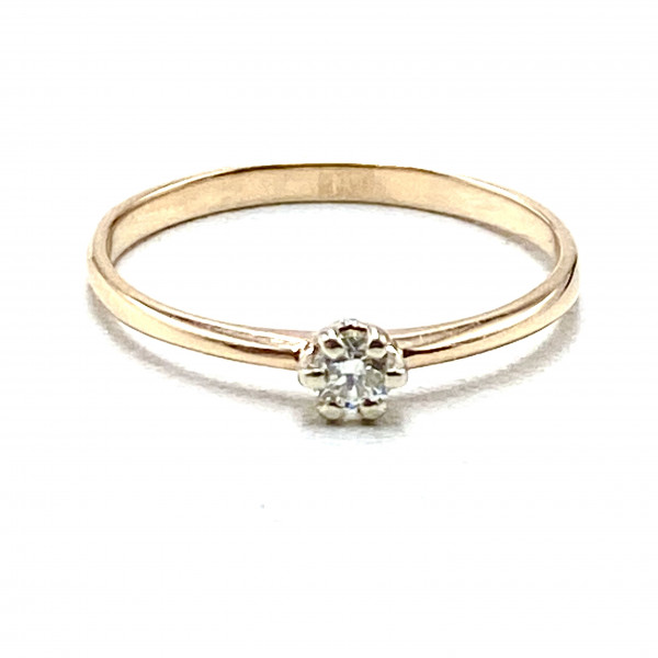 Каблучка з золота з білим діамантом