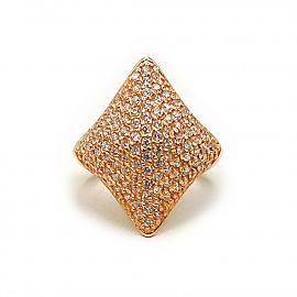 Золота каблучка у червоному кольорі з цирконом 01-200819943