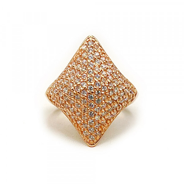 Золота каблучка у червоному кольорі з цирконом