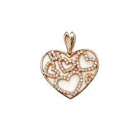 Кулон з золота червоного кольору з цирконом «Серця» 01-200829643