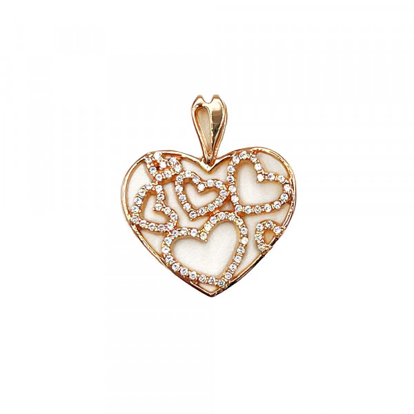 Кулон з золота червоного кольору з цирконом «Серця»