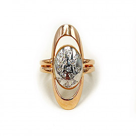 Каблучка з червоного з білим золота з цирконом 01-200883443