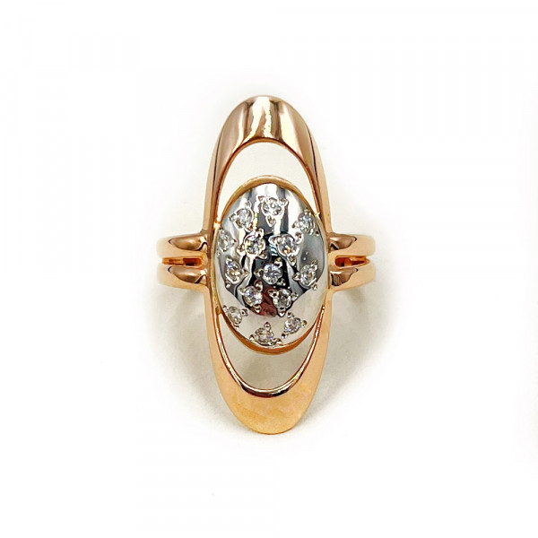 Каблучка з червоного з білим золота з цирконом