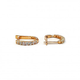 Сережки з червоного золота з цирконом 01-200999643