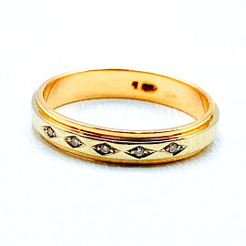 Обручальное кольцо из красного с белым золота с желтыми бриллиантами 01-19089744