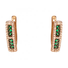 Золотые серьги в красном с белым цвете с цирконом 01-200130044