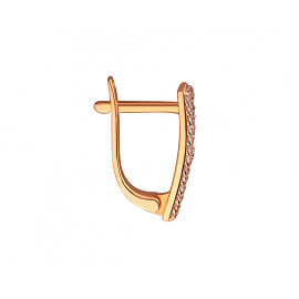 Золотые серьги в красном с белым цвете с цирконом