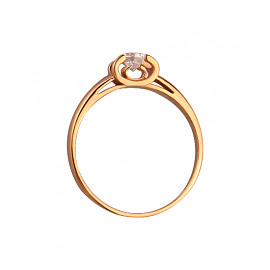 Кольцо из красного золота с цирконом