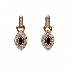 Серьги из золота в красном с белым цвете с цирконом 01-200242244