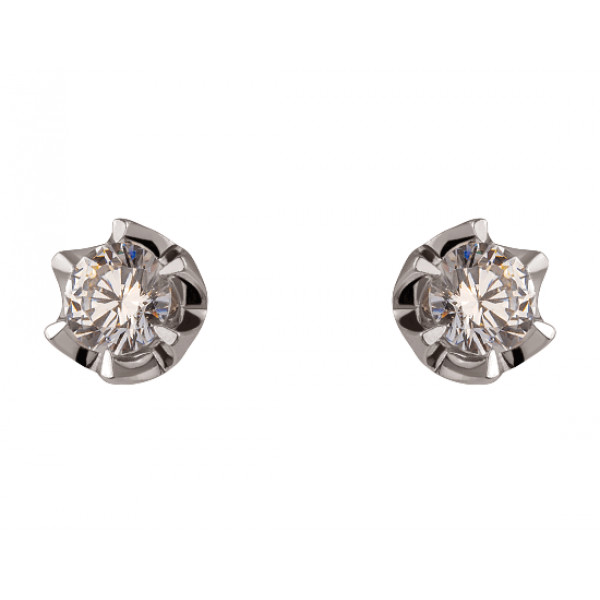 Серьги из белого золота с цирконом