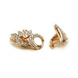 Серьги из красного с белым золота с цирконом 01-200752844