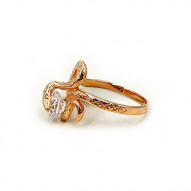 Кольцо из красного золота с цирконом