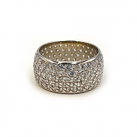 Золота каблучка білого кольору з цирконом 01-200784244