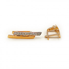Серьги из золота красного с белым цвета с цирконом 01-200806144