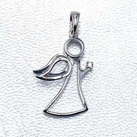 Кулон з білого золота з білим діамантом «Янгол» 01-200817944