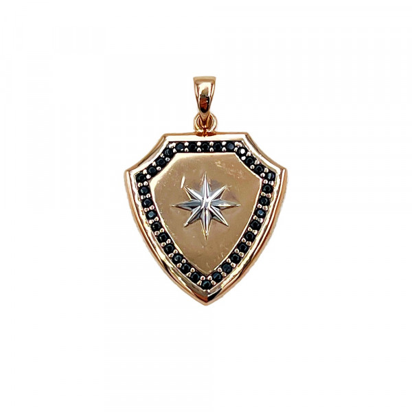 Золотой кулон с цирконом «Щит»