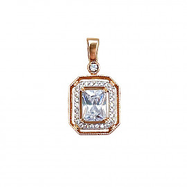 Золотий кулон червоного з білим кольору з цирконом 01-200844444