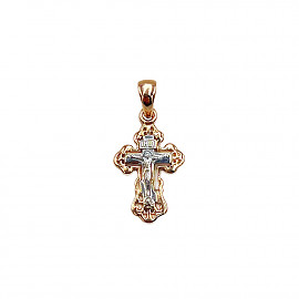 Крестик из красного с белым золота 01-200850844