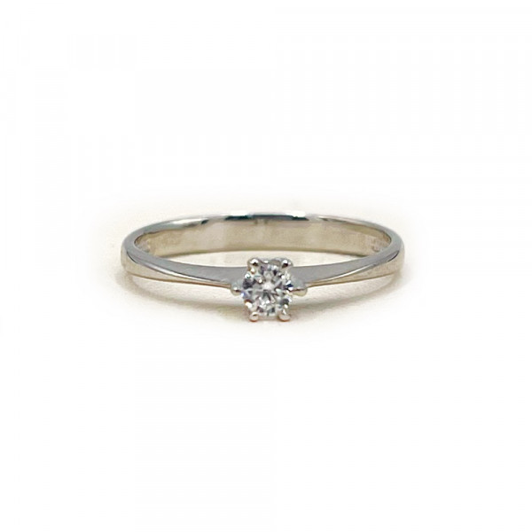 Каблучка з золота у білому кольорі з цирконом