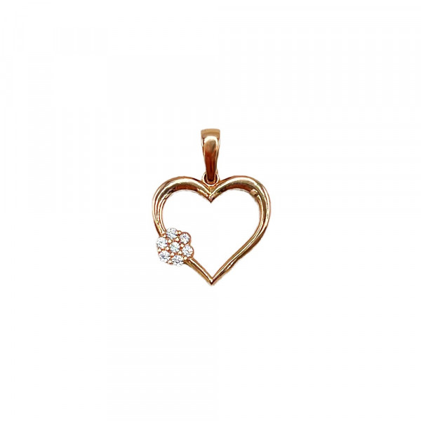 Золотой кулон красного цвета с цирконом «Сердце»