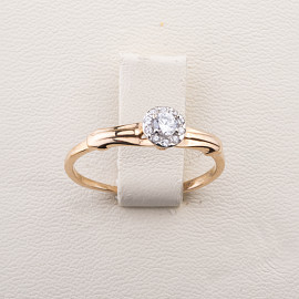 Золотое кольцо в красном цвете с цирконом 01-18209645