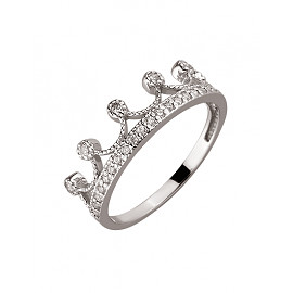 Каблучка з золота у білому кольорі з цирконом 01-200020645