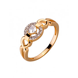 Кольцо из золота в красном с белым цвете с цирконом 01-200104645