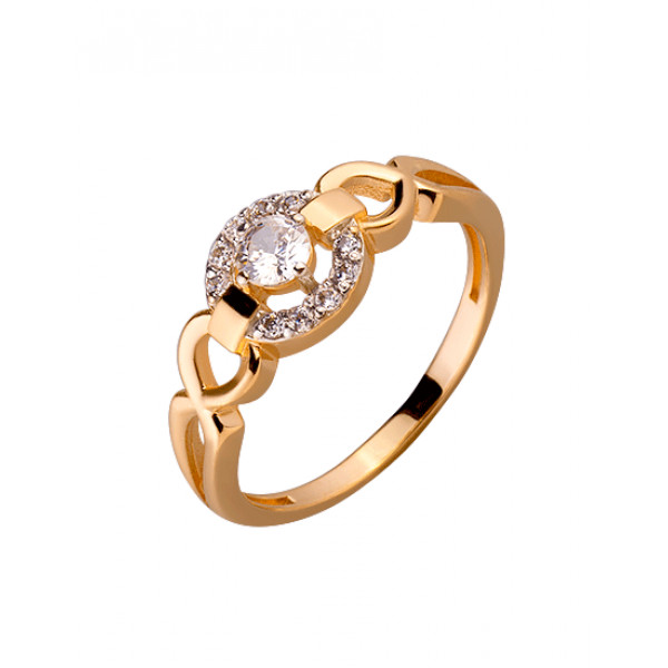 Кольцо из золота в красном с белым цвете с цирконом