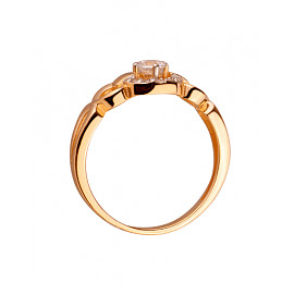 Кольцо из золота в красном с белым цвете с цирконом