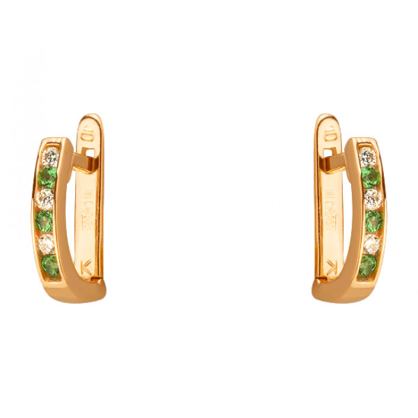 Серьги из красного золота с цирконом