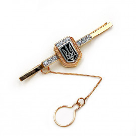 Золотой зажим для галстука с цирконом 01-200127145