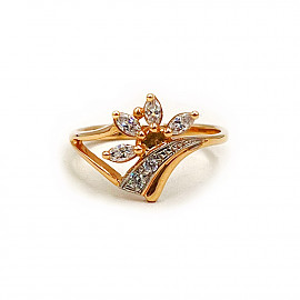 Кольцо из красного с белым золота с цирконом 01-200145545