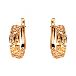 Сережки з золота у червоному кольорі з цирконом 01-200191445