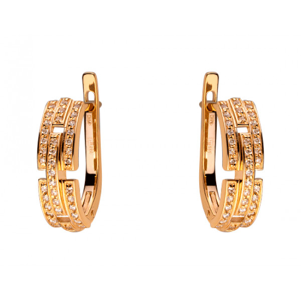 Сережки з золота у червоному кольорі з цирконом