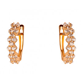 Сережки з золота у червоному кольорі з цирконом 01-200358745