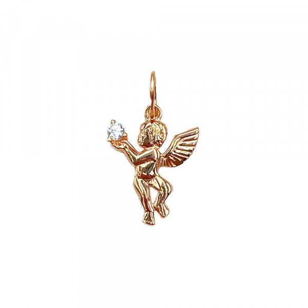Кулон из красного золота с цирконом «Ангел»