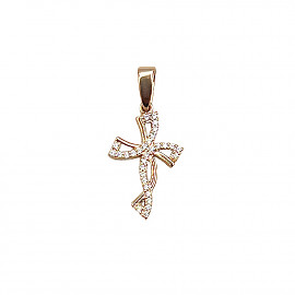Крестик из золота красного цвета с цирконом 01-200781945