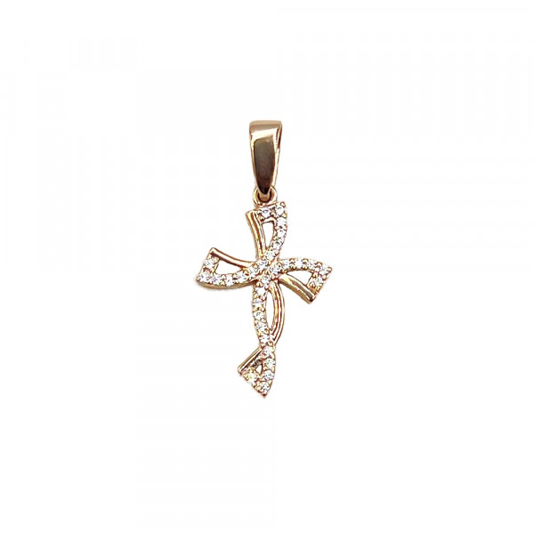 Хрестик з золота червоного кольору з цирконом
