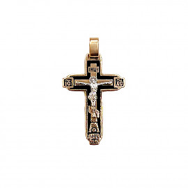Золотой крестик в красном с белым цвете с эмалью 01-200810745