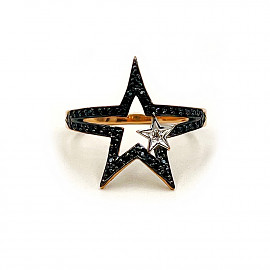 Каблучка з червоного з чорним золота з цирконом 01-200863045