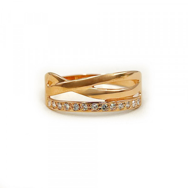 Золота каблучка червоного кольору з цирконом