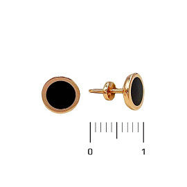 Золотые серьги в красном цвете с эмалью